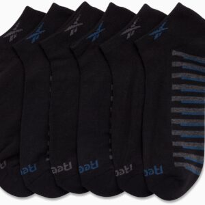 Reebok Men’s Low Cut Socks – 6 Pack Basic Cushion Low Cut No Show Socks for Men - Men's Athletic Socks (Size: 6-12.5), Size 6-12.5, Jet Black