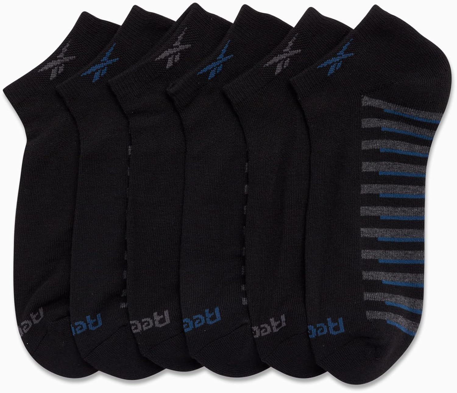 Reebok Men’s Low Cut Socks – 6 Pack Basic Cushion Low Cut No Show Socks for Men - Men's Athletic Socks (Size: 6-12.5), Size 6-12.5, Jet Black