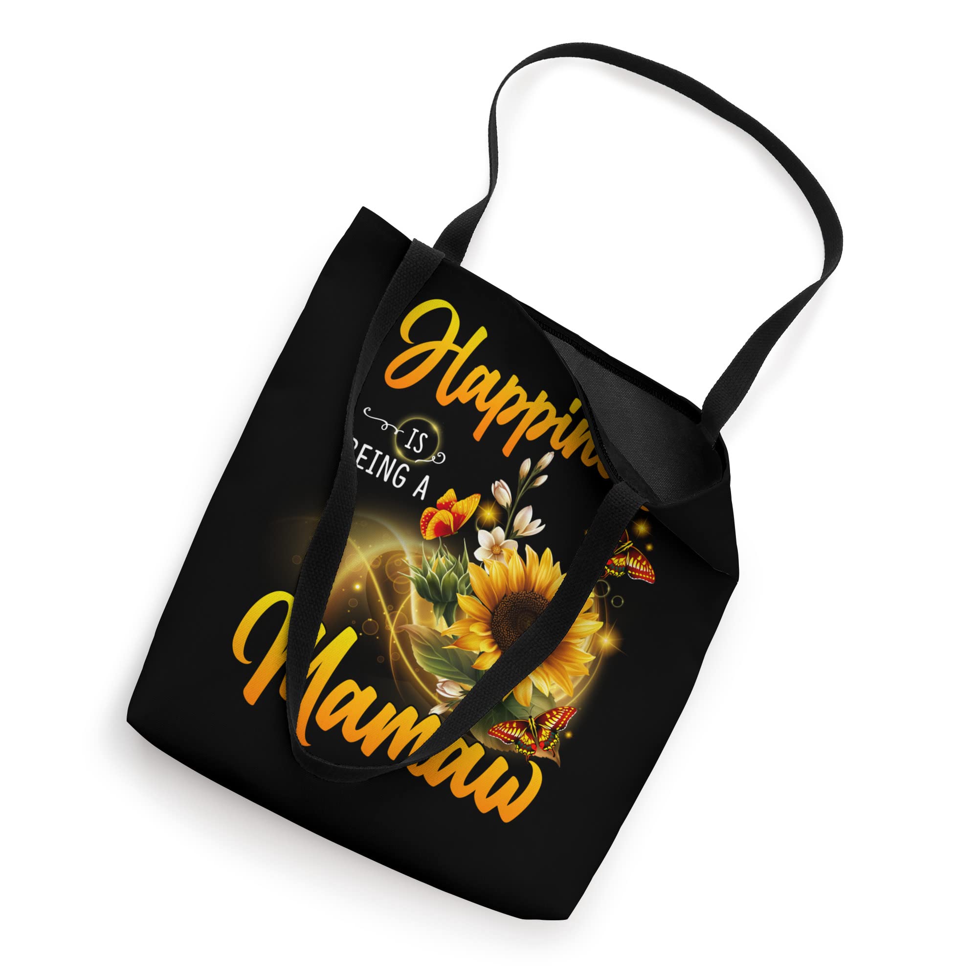 Womens Happiness is Being a Mamaw Sunflowers Butterflies Tote Bag