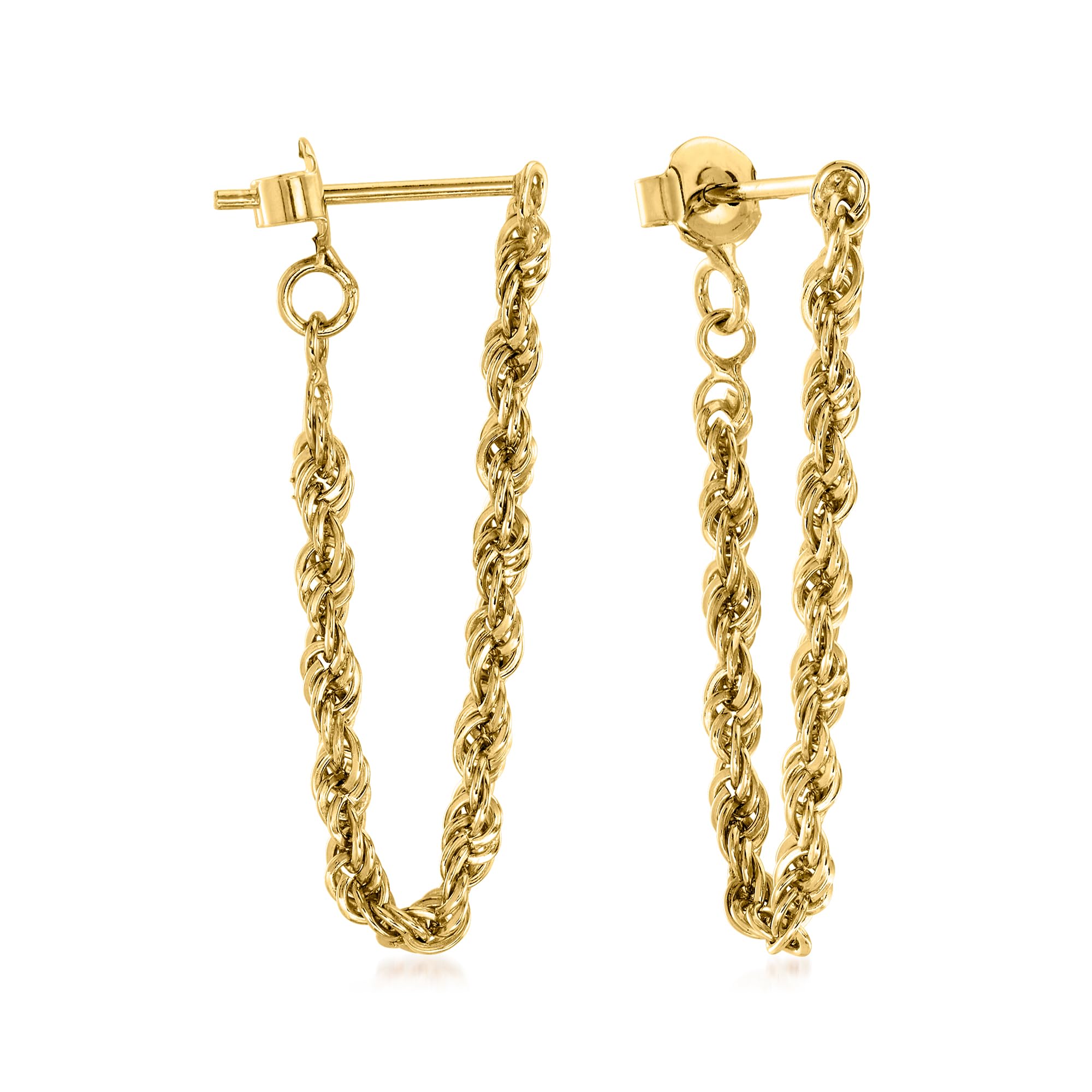 Ross-Simons 18kt Gold Over Sterling Endless Rope Chain Drop Earrings