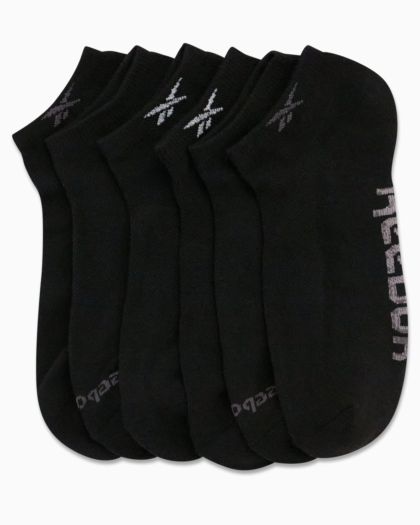 Reebok Men's Low Cut Socks - 12 Pack Performance Cushion Comfort No Show Socks - Breathable Athletic Socks for Men (6-12.5), Size 6-12.5, Black Feed