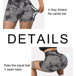 RXRXCOCO Women Seamless Butt Lifting Contour Yoga Short 3" High Waist Booty Gym Biker Shorts Small Black Gray