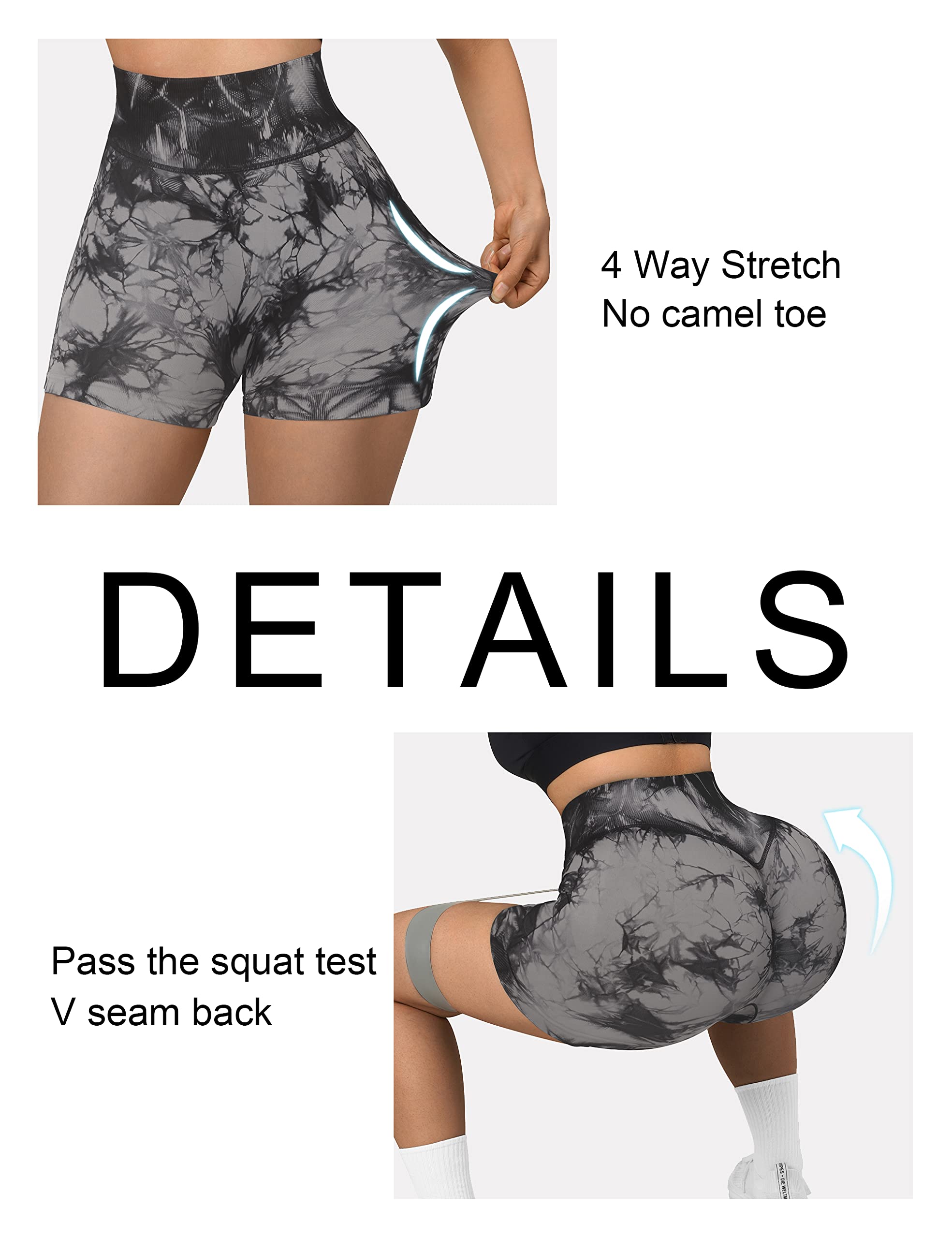 RXRXCOCO Women Seamless Butt Lifting Contour Yoga Short 3" High Waist Booty Gym Biker Shorts Small Black Gray