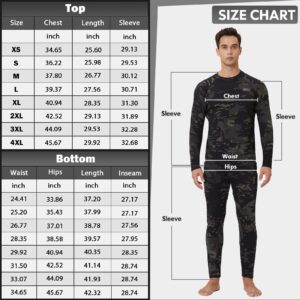 Long Underwear Mens-Long Johns for Men Winter Gear Fleece Base Layer Set Skiing Warm Top & Bottom