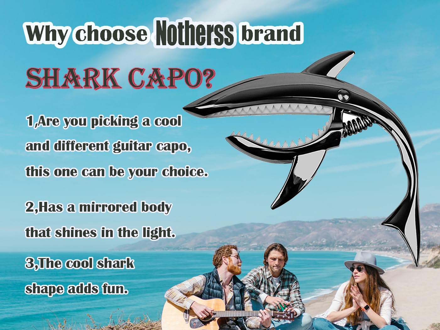 Capo,Guitar Capo for Acoustic Guitar and Electric Guitar,Ukulele,Mandolin,Banjo,Shark Capo Looks Cool-Notherss