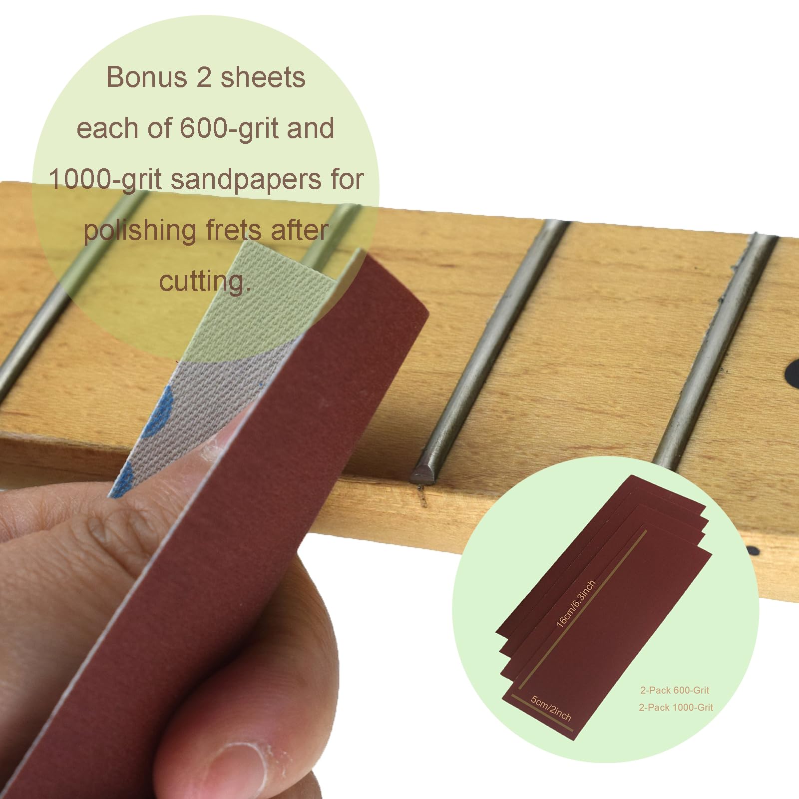 iLuiz 35/90 Degree Fret End Beveling File 2 in 1 Guitar Bass Fret End Dressing Fret Crowning End Bevel File Luthier Tools With 600 1000 Grit Sandpaper