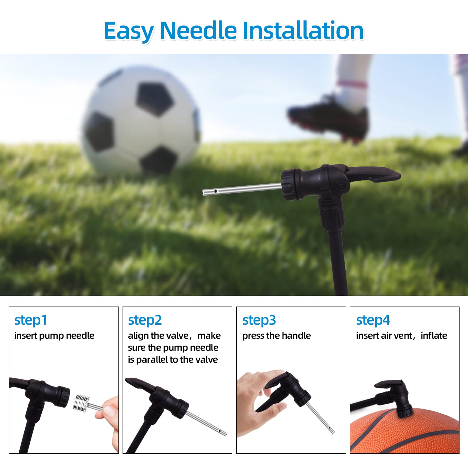 16PCS Air Pump Needle, Dual-Port Inflation Needles, Air Inflation Needle for Football Basketball Soccer Ball Volleyball Rugby Balls and Other Sports Balls Replacement Needles with Portable Storage Box