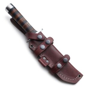 GCS Handmade Stacked Leather Handle D2 Tool Steel Tactical Hunting Knife with leather sheath Full tang blade designed for Hunting & EDC GCS 501