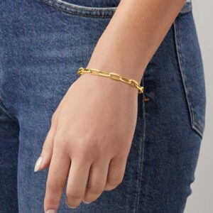 Canaria 10kt Yellow Gold Paper Clip Link Bracelet. 8 inches