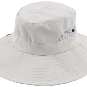 Womens Ponytail Sun Hat Outdoor UV Protection Foldable Floppy Bucket Hats Wide Brim Summer Beach Fishing Cap Pure Beige