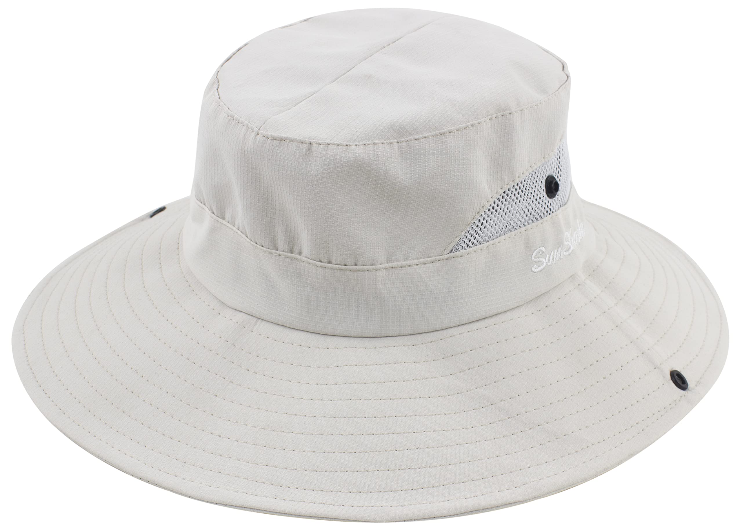 Womens Ponytail Sun Hat Outdoor UV Protection Foldable Floppy Bucket Hats Wide Brim Summer Beach Fishing Cap Pure Beige