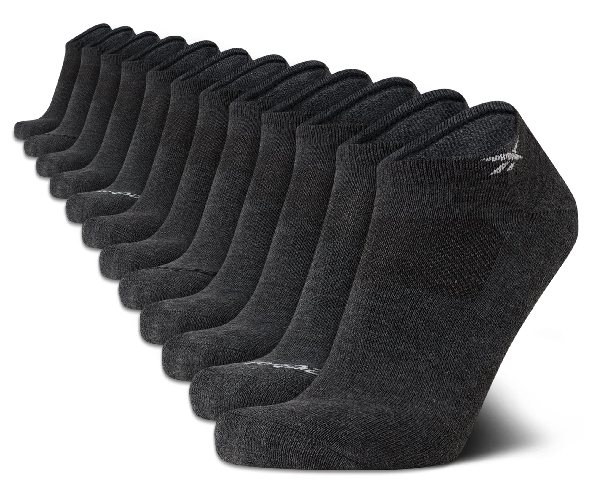 Reebok Men's Low Cut Socks - 12 Pack Performance Cushion Comfort No Show Socks - Breathable Athletic Socks for Men (6-12.5), Size 6-12.5, All Grey