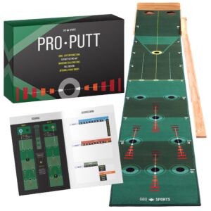 pro putt 10 foot indoor putting green with ball return by gbd sports - putting mat - golf gifts for men & women - putting matt for indoors - golf putting mat - golf training accessories