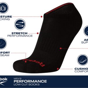 Reebok Men's Low Cut Socks - 12 Pack Performance Cushion Comfort No Show Socks - Breathable Athletic Socks for Men (6-12.5), Size 6-12.5, All Grey