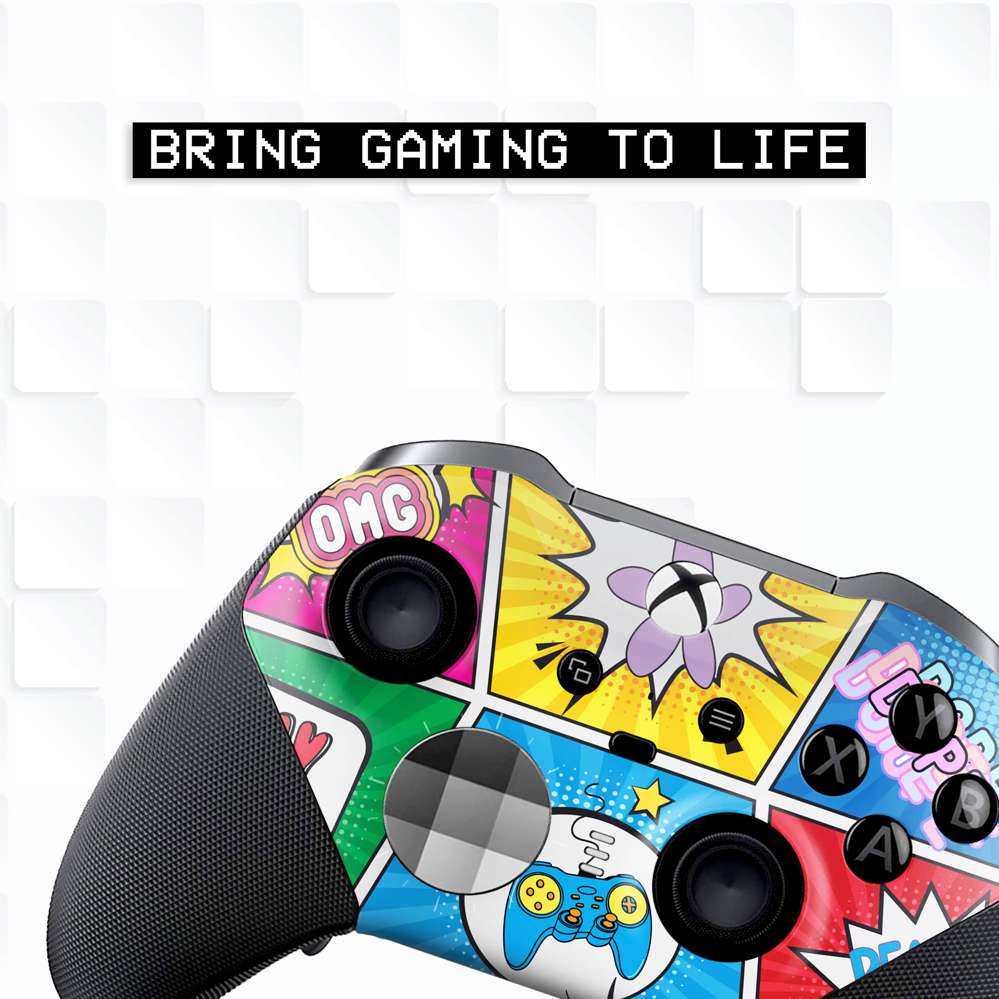 Retro Comic Customised Wireless Controller for Elite by BCB. Original Elite Series 2 Controller Compatible with Xbox One / Series X & S. Customized with Water Transfer Printing (Not a Skin)