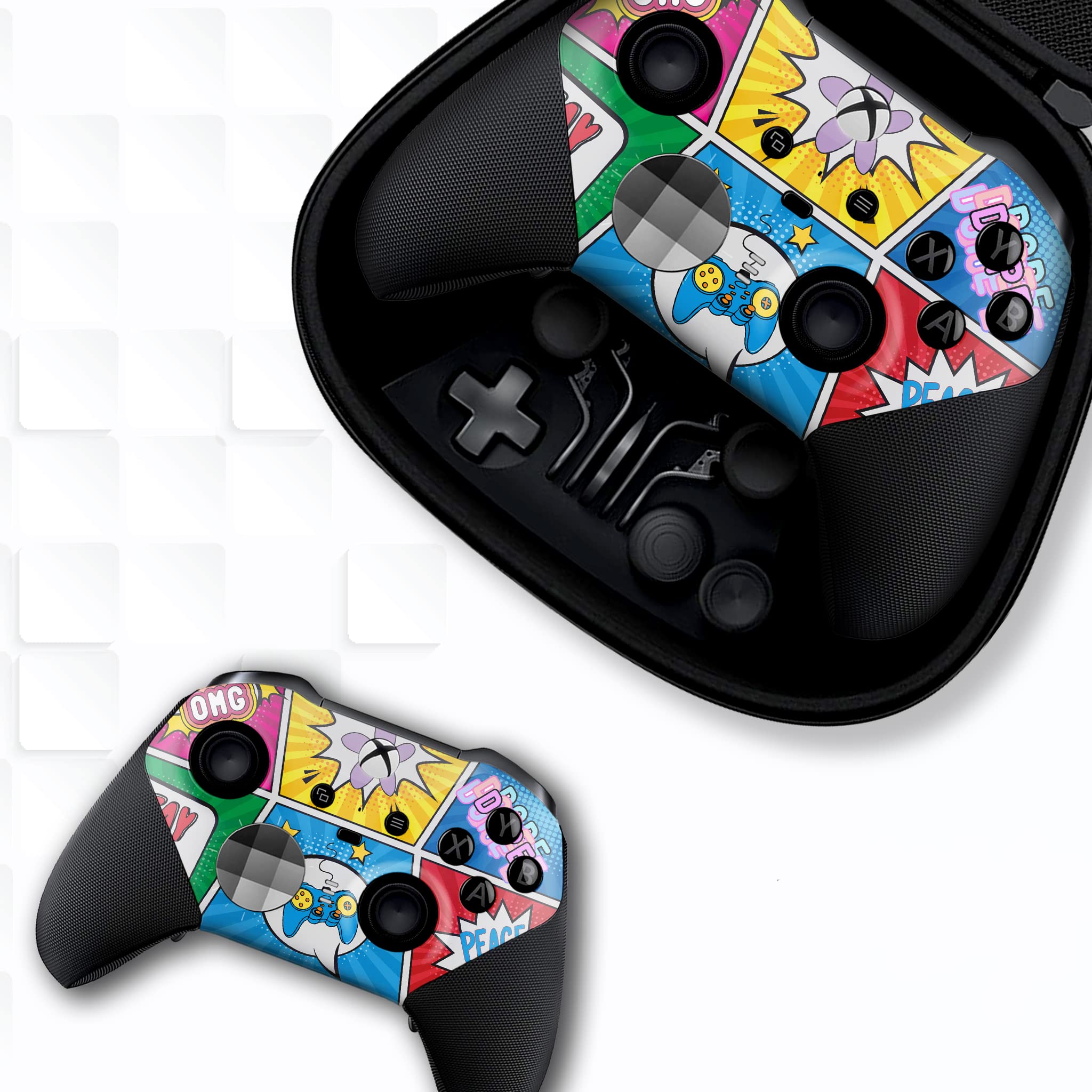 Retro Comic Customised Wireless Controller for Elite by BCB. Original Elite Series 2 Controller Compatible with Xbox One / Series X & S. Customized with Water Transfer Printing (Not a Skin)