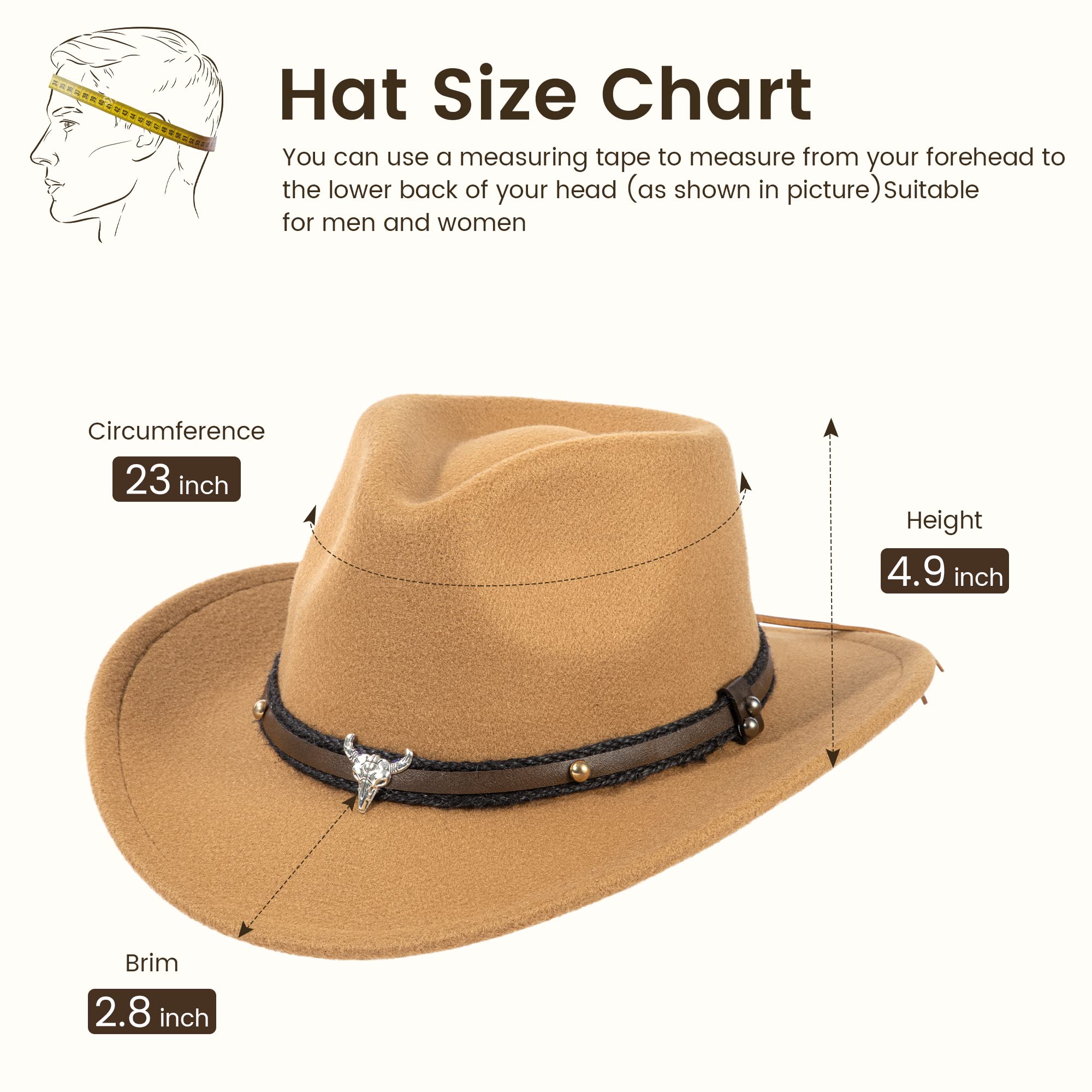 Toppers Wide Brim Fedora Hats for Womens Mens Cowboy Hat Outdoor Panama Hat Camel