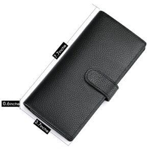 Womens Wallet Genuine Leather Credit Card Holder Wallet for Women with RFID Blocking (Black)