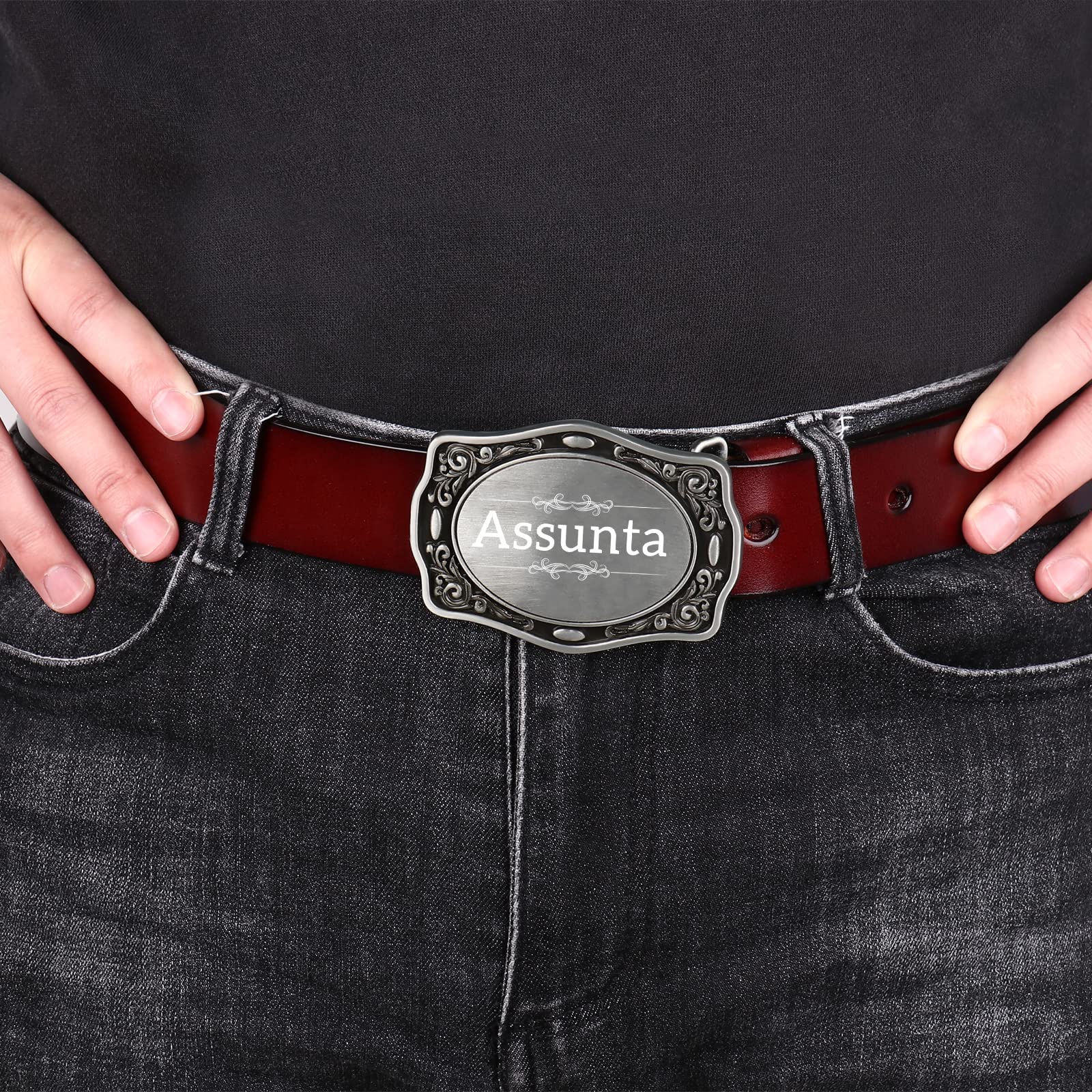 Sinseike Personalized Western Cowboy Name Belt Buckle for Men (classic)