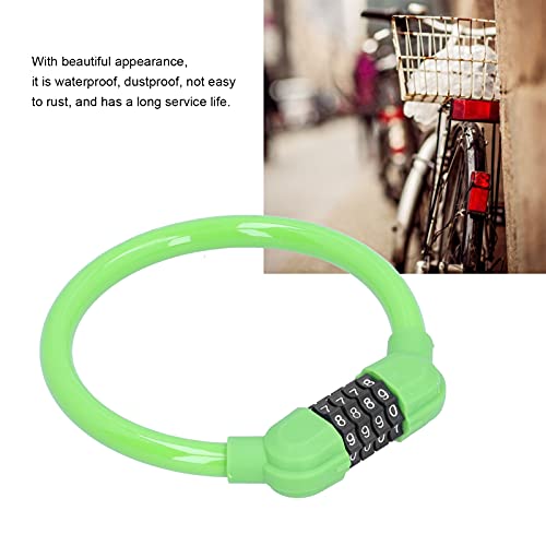 Bike Cable Lock, Wear-Resistant Waterproof and Dustproof Lightweight and Portable Bike Lock for Cycling(Green)