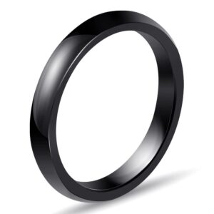 2mm 3mm 4mm 6mm 8mm black/white ceramic rings for men women comfort fit engagement wedding band size 5-12 (3mm black, 12)