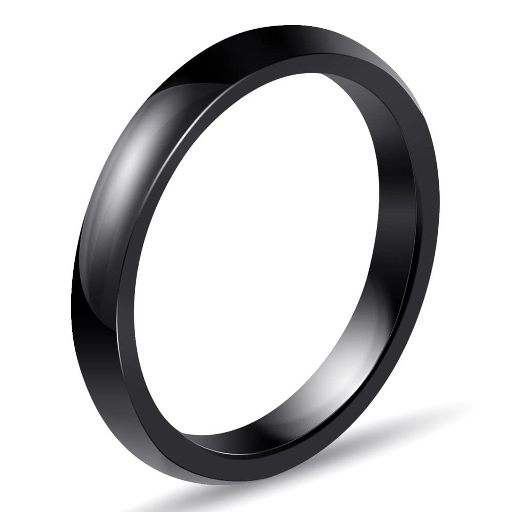 2mm 3mm 4mm 6mm 8mm Black/White Ceramic Rings for Men Women Comfort Fit Engagement Wedding Band Size 5-12 (3mm Black, 12)