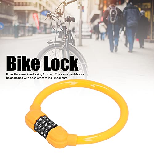 SALALIS Bike Lock, Wear-Resistant Sturdy and Durable Bike Cable Lock Convenient to Carry Waterproof and Dustproof for Cycling(Orange)