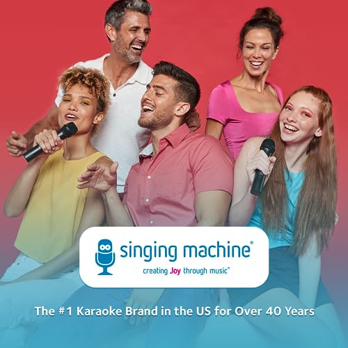 Singing Machine Portable Karaoke Machine for Adults & Kids with 2 Wireless Microphones, Home Stage (White) - Built-in Karaoke Speaker, Bluetooth with LED Lights - Karaoke System with Voice Enhancer