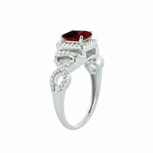 Dazzle Touch 1.40 CT Princess Cut Garnet Vintage Style Halo Women's Engagement Ring 925 Sterling Silver (9)