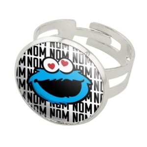 Sesame Street Cookie Monster Nom Nom Silver Plated Adjustable Novelty Ring