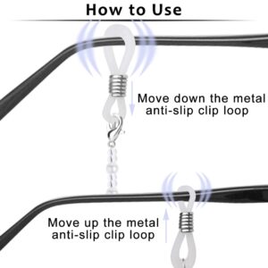 ONESING 4PCS Eyeglass Chain Sunglasses Strap Holder Elegant Reading Glass Cords Lanyard Necklace Eyewear Retainer Metal Long Necklace Accessories with Rubber Ends for Women Men