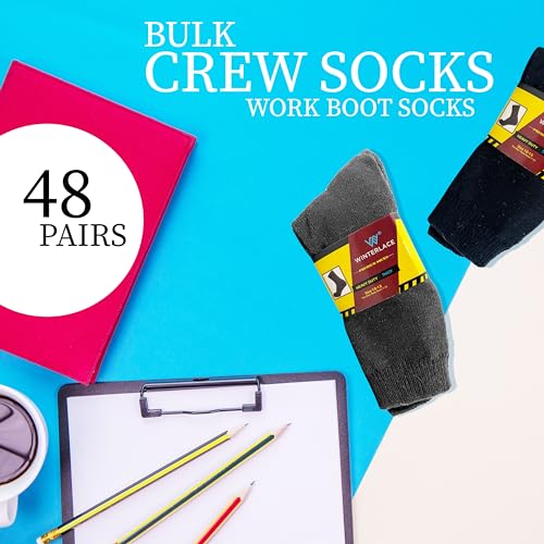 48 Pairs Bulk Thermal Work Socks for Men, Heavy Duty Thick Winter Boot Sock