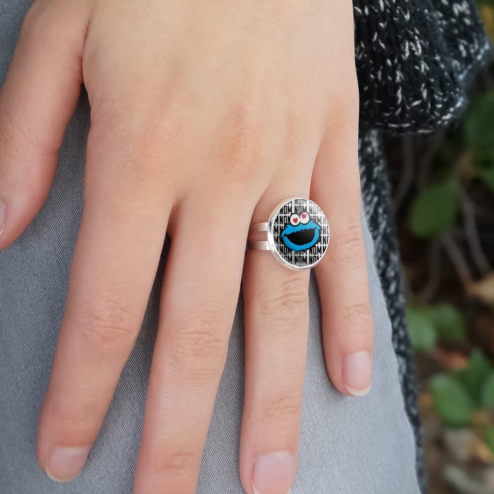 Sesame Street Cookie Monster Nom Nom Silver Plated Adjustable Novelty Ring