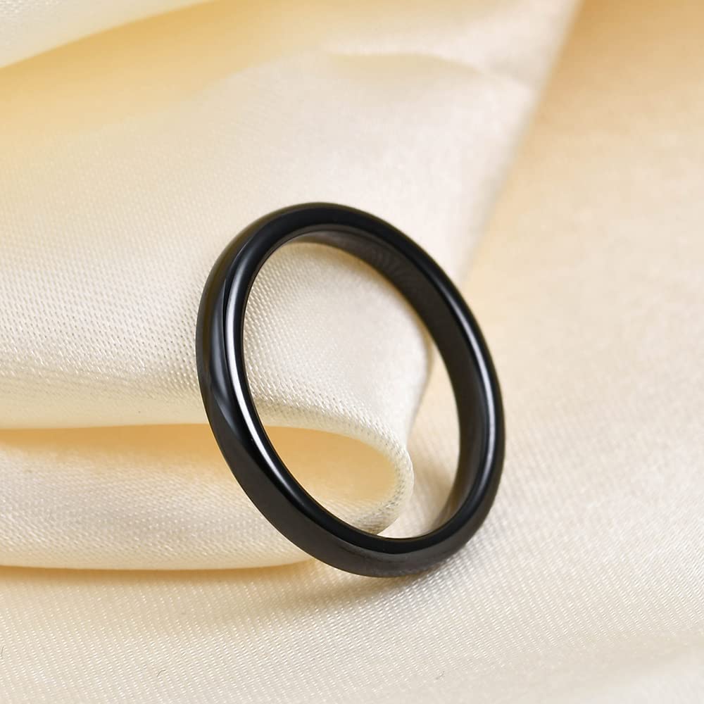 2mm 3mm 4mm 6mm 8mm Black/White Ceramic Rings for Men Women Comfort Fit Engagement Wedding Band Size 5-12 (3mm Black, 12)