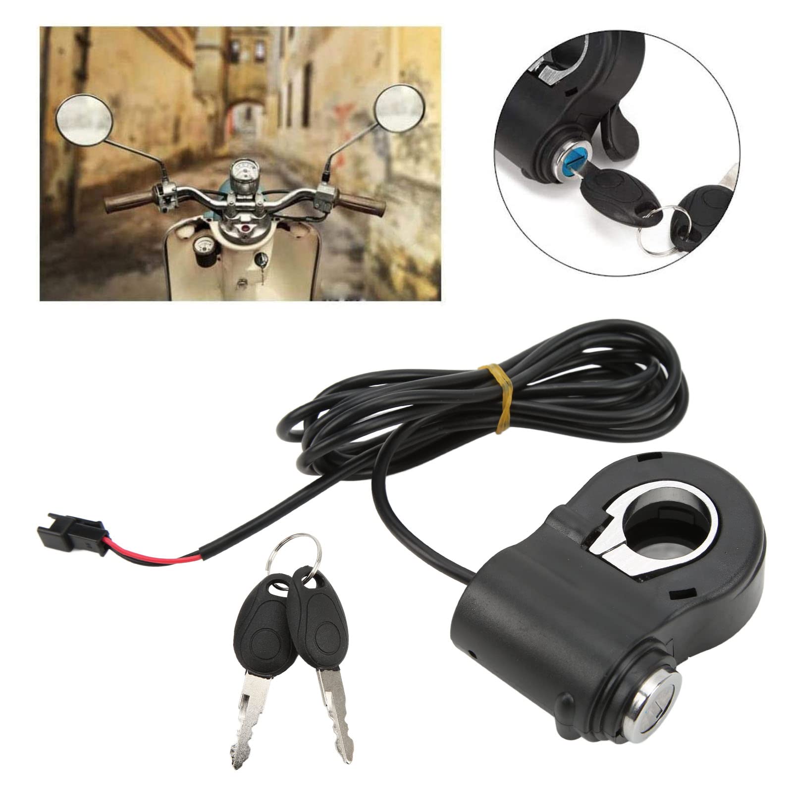 BuyWeek Electric Scooters Thumb Lock Kit, Universal 12/24/36/48V Electric Bike Thumb Lock Kit with Handlebar Switch Electric Scooters Accessory