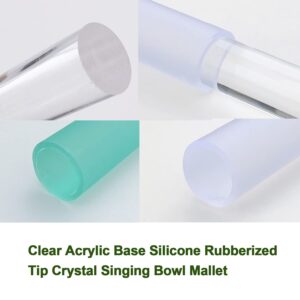 Singing Bowl Mallet Clear Acrylic Base Rubber Striker Mallet for Playing Quartz Crystal Singing Bowl with Bundle Pocket (Clear)