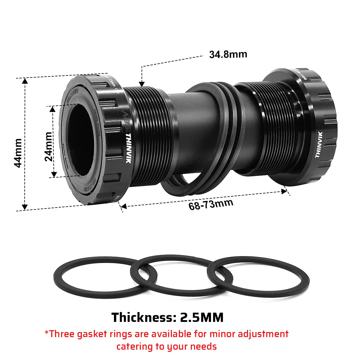 Thinvik Bottom Bracket, BSA 68-73mm English for 24mm Spindle Crank,Compatible with Shimano Crankset