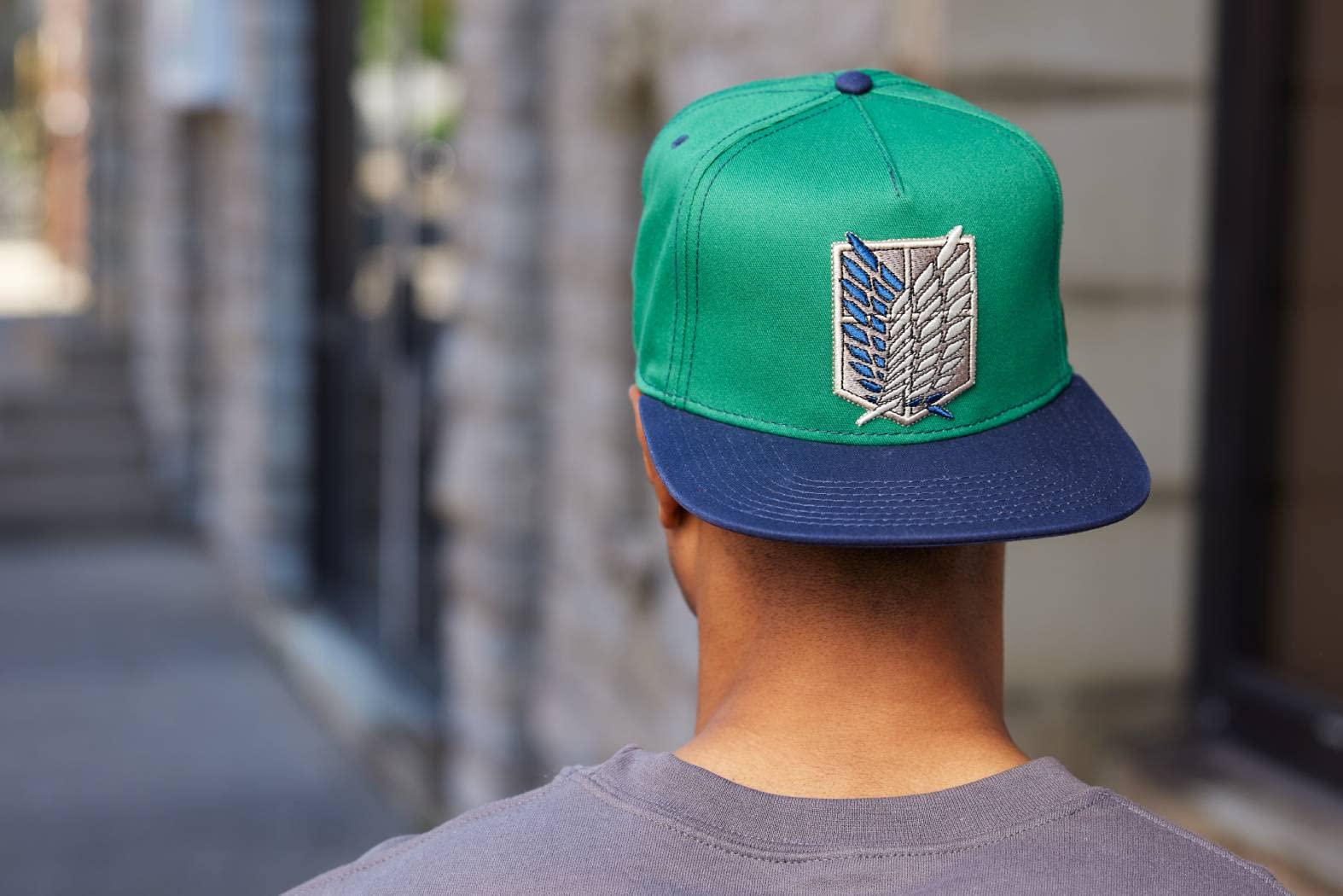 Attack on Titan Season 4 Green and Black Scout Regiment Shield Embroidered Flat Bill Snapback 5 Panel Adult Unisex Hat