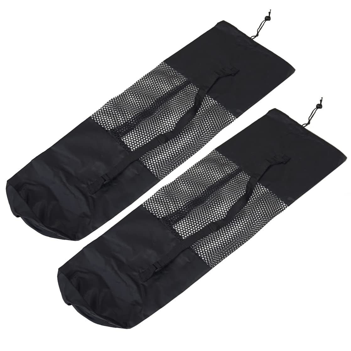 luzen 2Pcs Portable Yoga Mat Bag Exercise Yoga Mat Carry Mesh Bag with Adjustable Shoulder Strap Yoga Accessories for Women and Men, Black