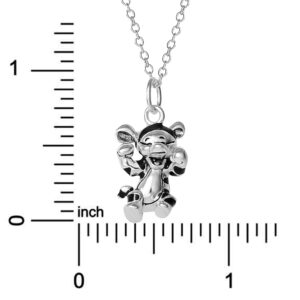 Disney Winnie the Pooh Womens Sterling Silver Necklace - Tigger Pendant Necklace with 18-inch Chain Jewelry for Women