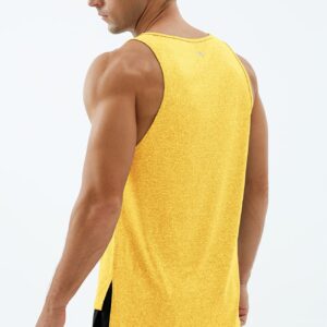 icyzone Workout Tank Tops for Men - Running Muscle Tank Exercise Gym Tops Athletic Shirts(Yellow, M)