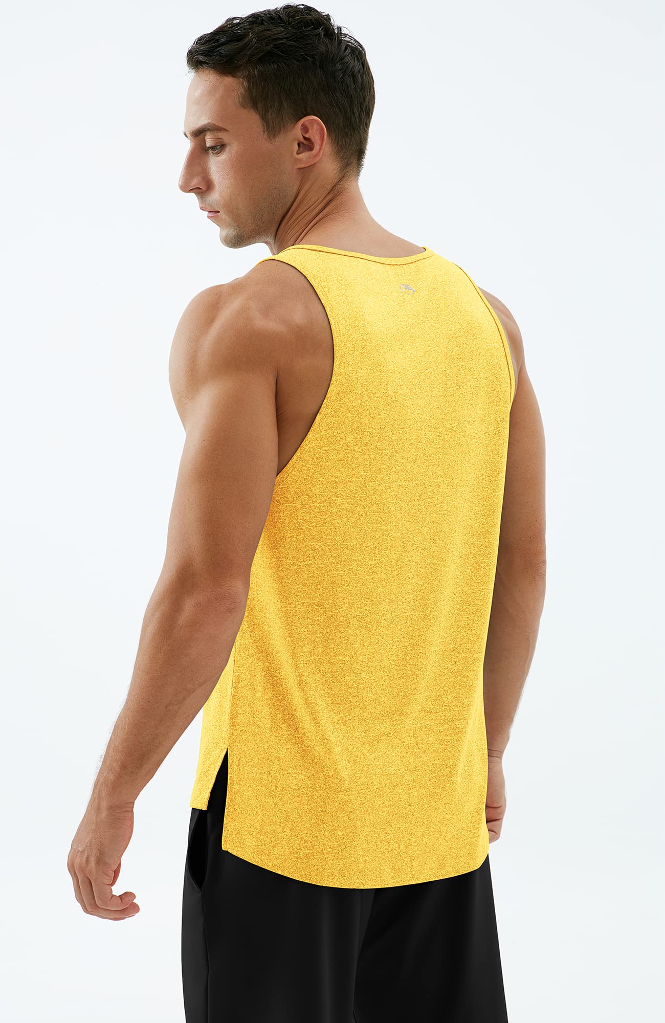 icyzone Workout Tank Tops for Men - Running Muscle Tank Exercise Gym Tops Athletic Shirts(Yellow, M)