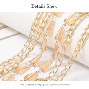 Bodiy Boho Body Chains Gold Tassel Crystal Chest Bra Chain Bikini Fringe Layered Waist Body Jewelry Accessories for Women and Girls