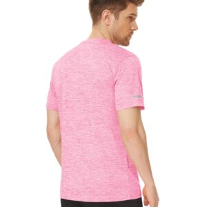 MAGCOMSEN Athletic T Shirts for Men Stretch Crew Neck Dry Fit Breathable Lightweight Cool Running Gym Athletic T Shirt Pink XL