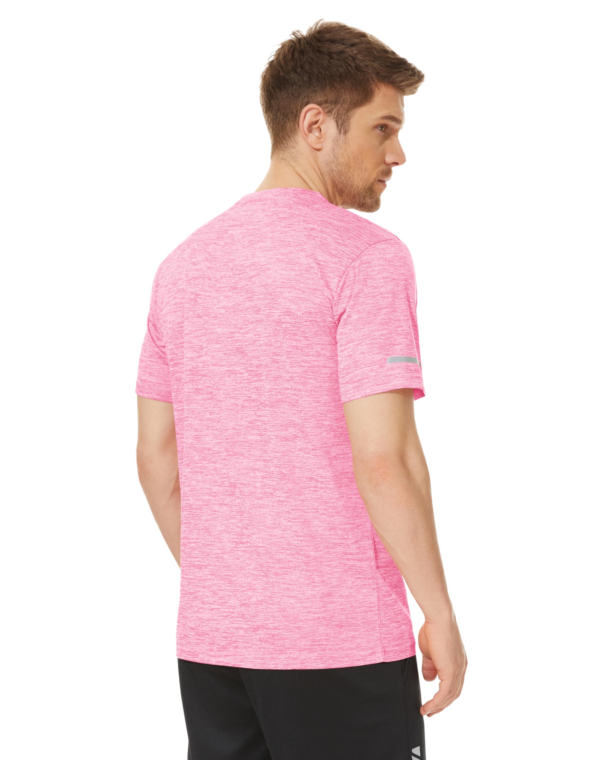 MAGCOMSEN Athletic T Shirts for Men Stretch Crew Neck Dry Fit Breathable Lightweight Cool Running Gym Athletic T Shirt Pink XL