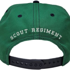 Attack on Titan Season 4 Green and Black Scout Regiment Shield Embroidered Flat Bill Snapback 5 Panel Adult Unisex Hat