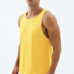 icyzone Workout Tank Tops for Men - Running Muscle Tank Exercise Gym Tops Athletic Shirts(Yellow, M)