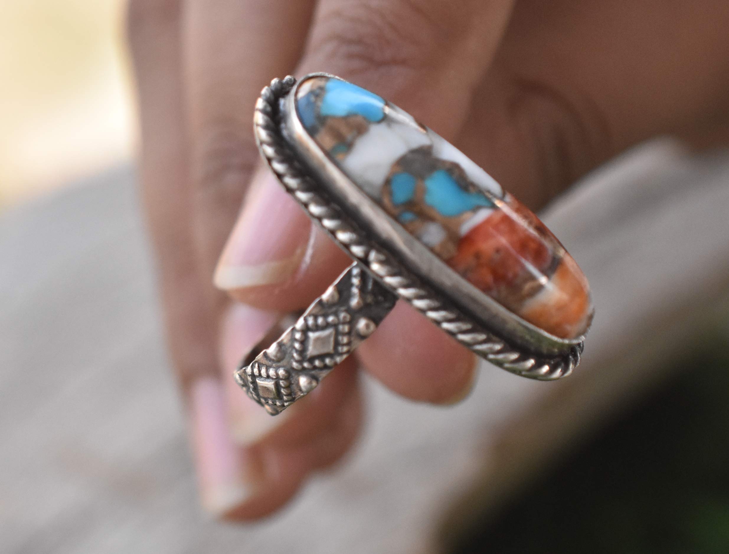 Rekha Gems Oyster Copper Turquoise- 925 Sterling Silver Ring-Turquoise Jewelry- TQ-16 (6.50 US)