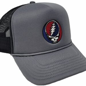 Ripple Junction Grateful Dead Steal Your Face Grey Corduroy Structured Adjustable Trucker Hat with Embroidered Patch