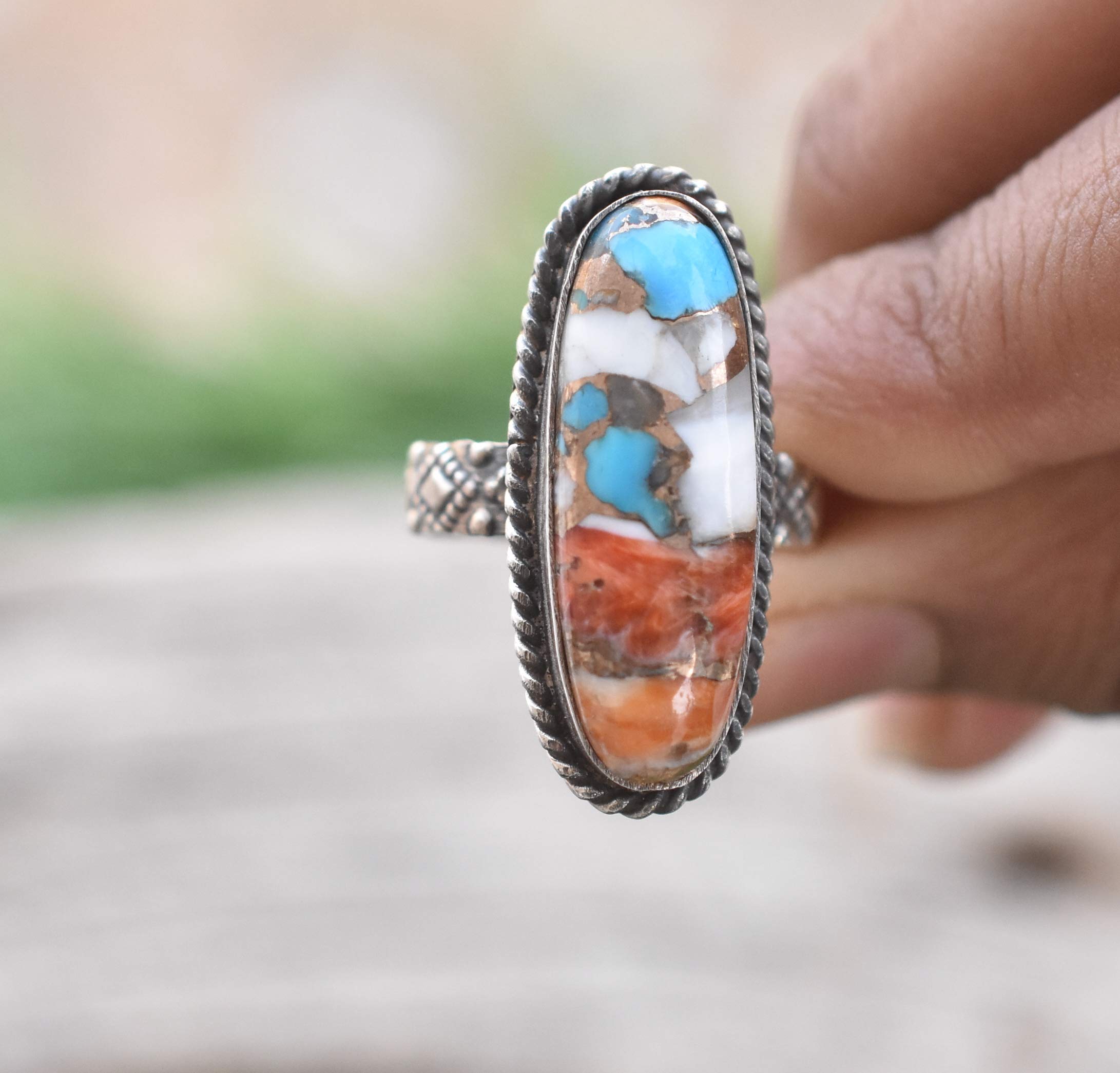 Rekha Gems Oyster Copper Turquoise- 925 Sterling Silver Ring-Turquoise Jewelry- TQ-16 (6.50 US)